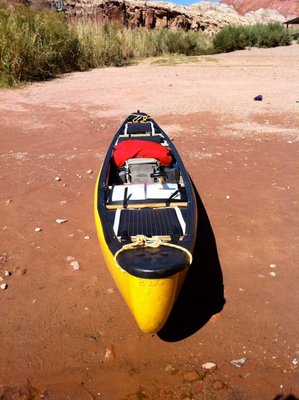 Loaded boat for 24 days - All food, groover (toilet), camping gear, solor panels, air bags, meds and spare paddle